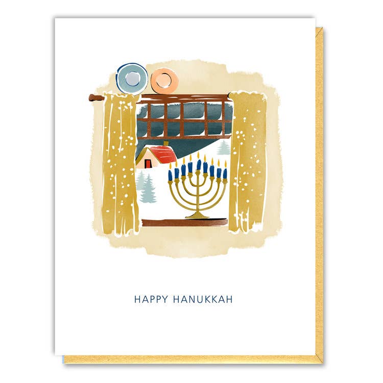 Menorah in Window Hanukkah Card by Driscoll Design Beach House Greetings